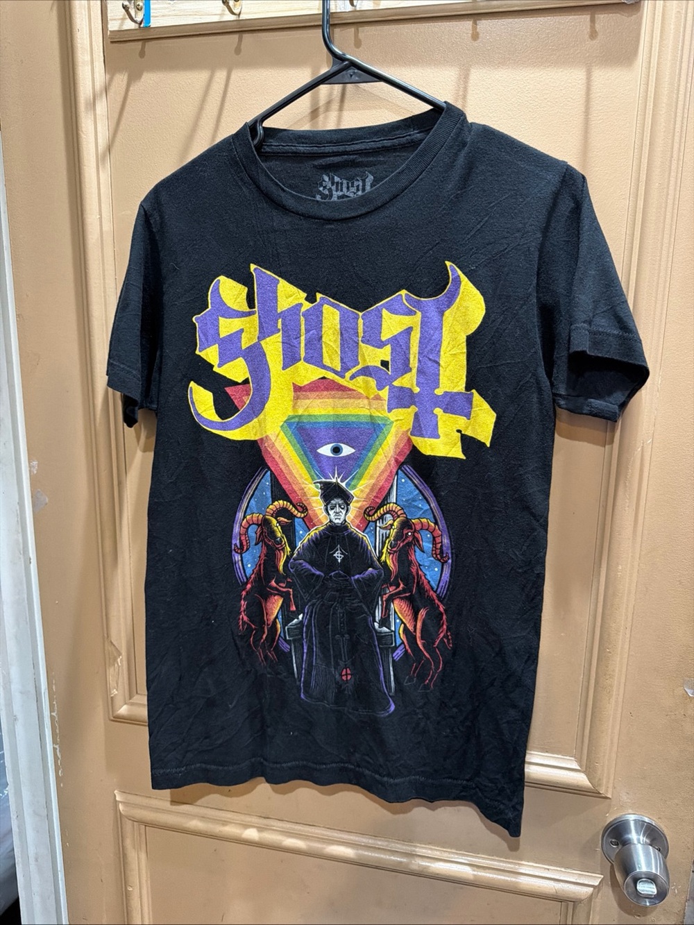 Gjost Black Short Sleeve Tee with Yellow Logo and Multicolor alchemist brand